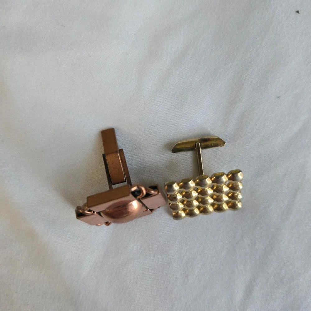 VTG Brutalist Geometric Mismatched Cufflinks Copper Gold Mens OS Metal Unbranded